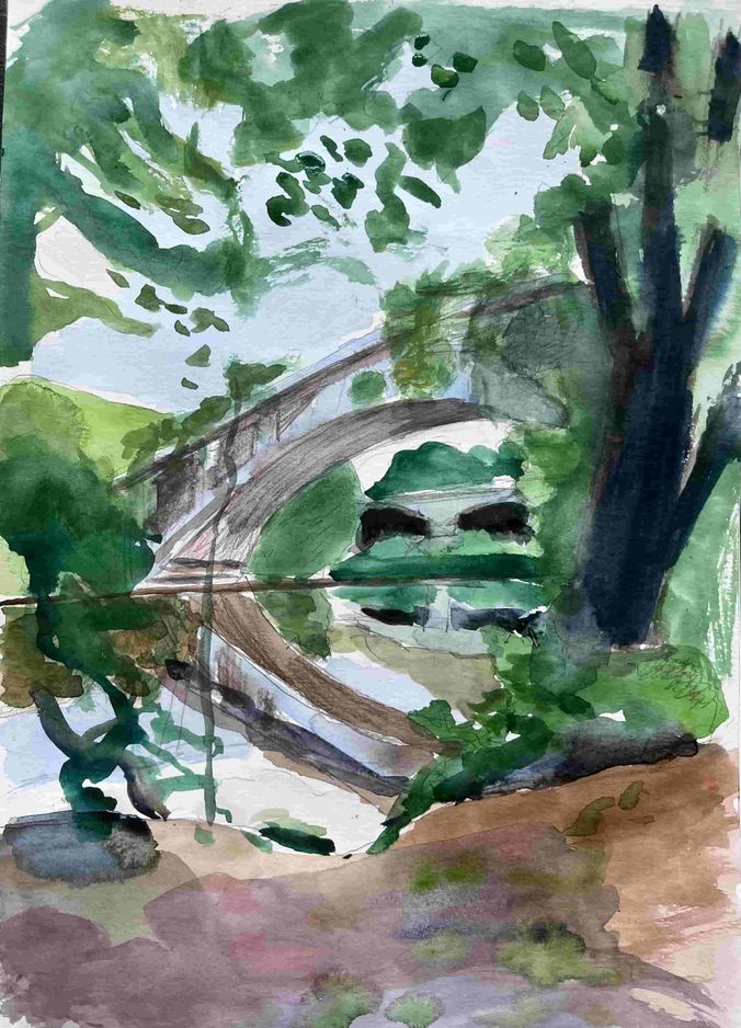Pont de la Jonelière à travers les branchages