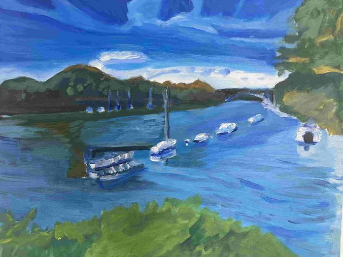 Erdre ciel bleu huile (en cours)