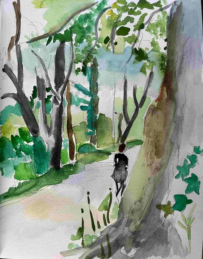 Croquis chemin Erdre soirée d’été